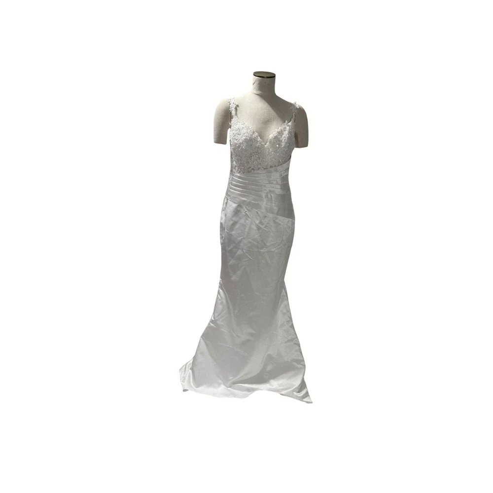 Dresses | White Lace Mermaid Wedding Dress Detachable Train Floral Beaded  Corset Back Gown | Poshmark